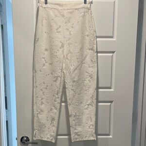 Zara Cream Floral Textured Trousers